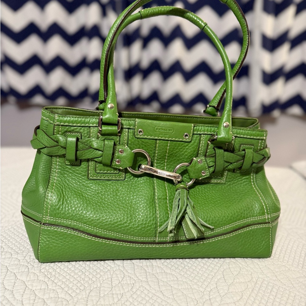 Coach leather handbag green